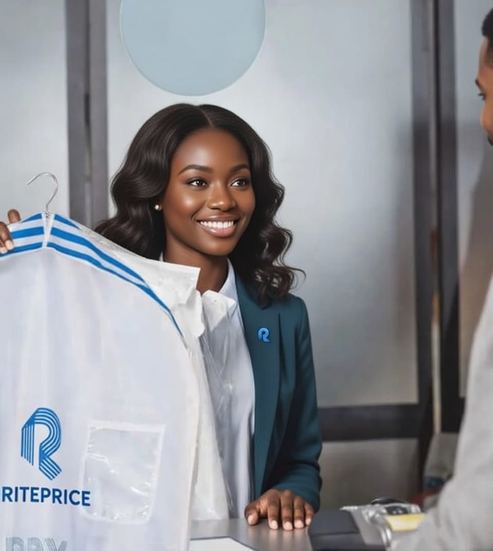 Rinse Valet handing laundry bag to customer